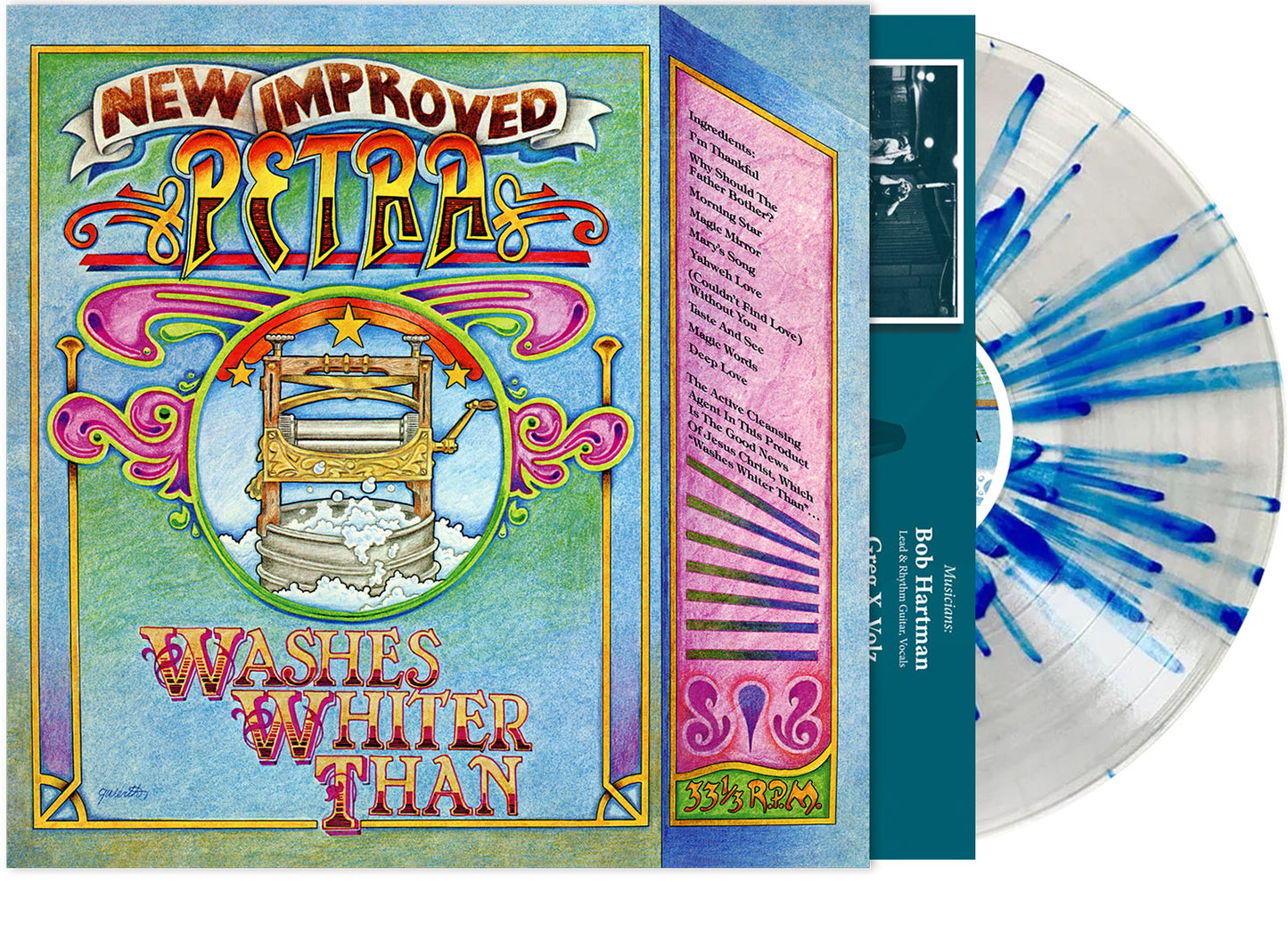 PETRA WASHES WHITER THAN - CRYSTAL CLEAR BLUE SPLATTER VINYL w/POSTER, 2025 GIRDER RECORDS, LIMITED RUN